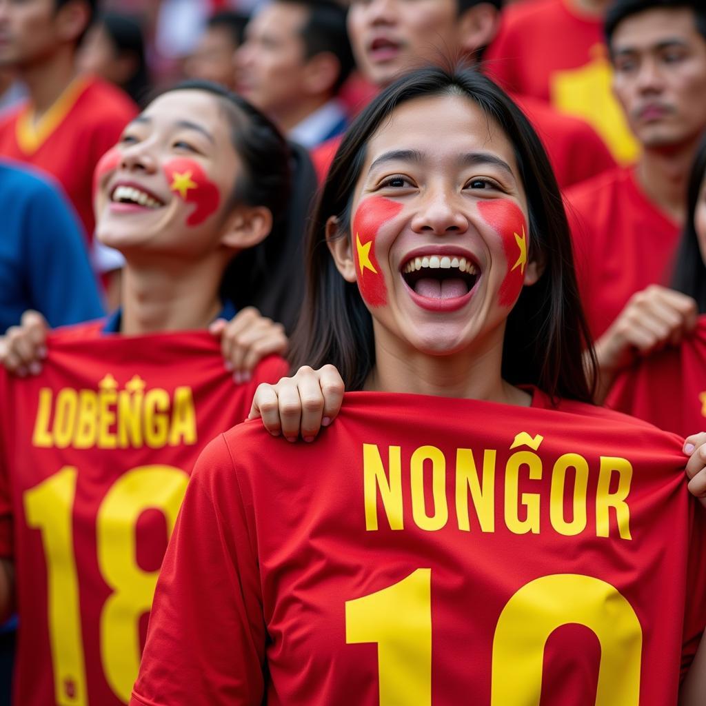 Vietnamese Fans with Banners