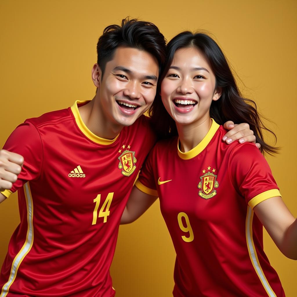 Vietnamese Football Couple Celebrating