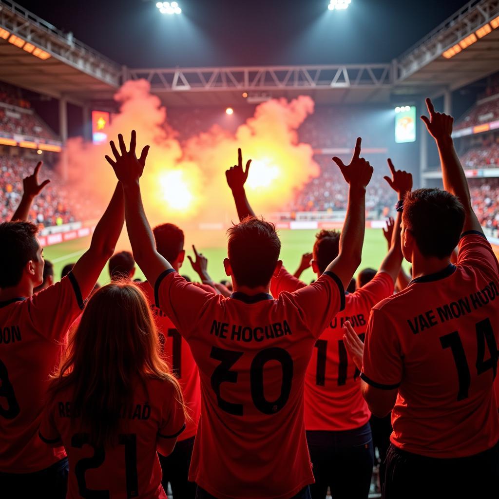 Vietnamese Football Fans Celebrating a Goal