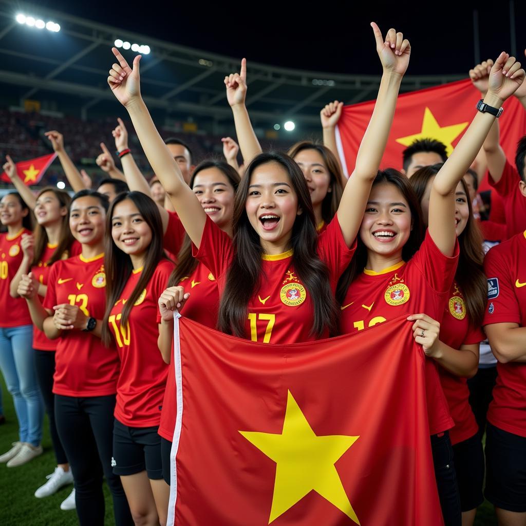 Vietnamese Football Fans Cheering