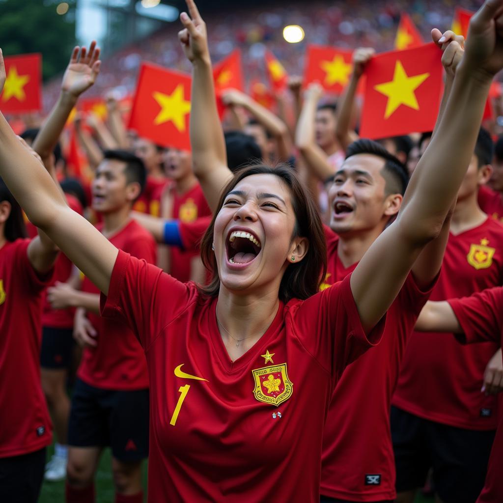 Vietnamese Football Fans Cheering