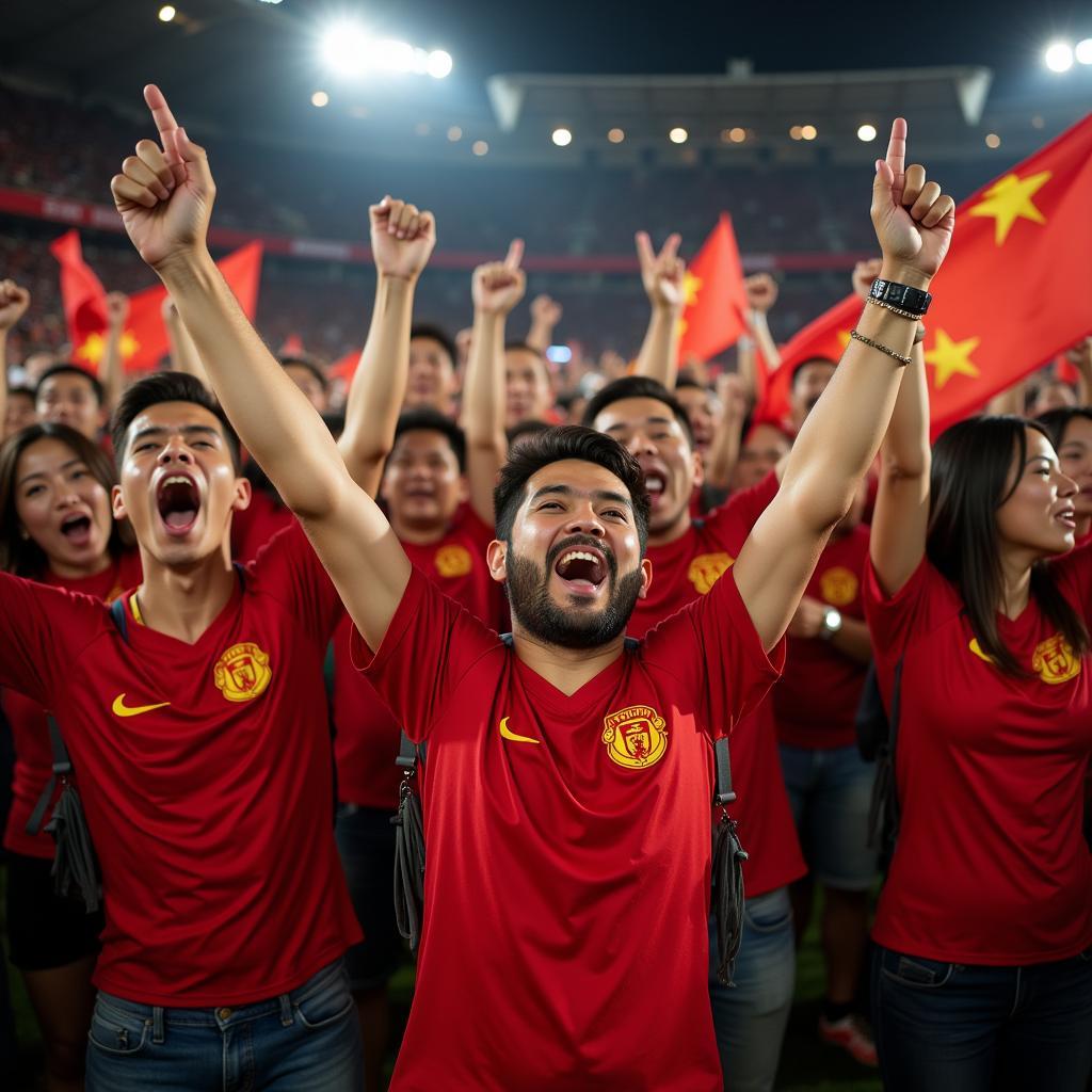 Vietnamese Football Fans Cheering