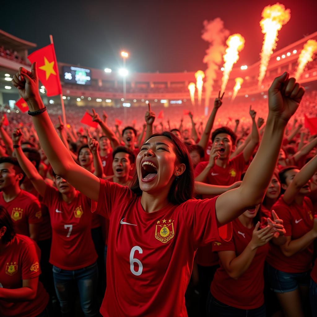 Vietnamese Football Fans Celebrating