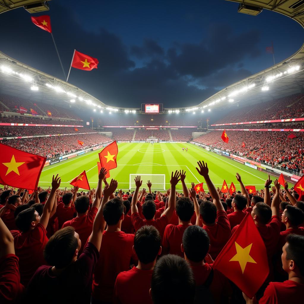 Vietnamese football fans celebrating a victory