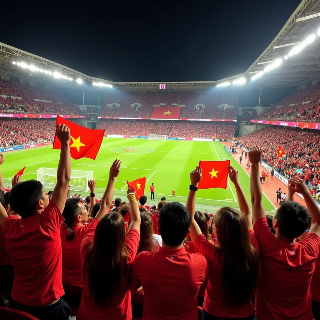 Vietnamese football fans displaying their unwavering support