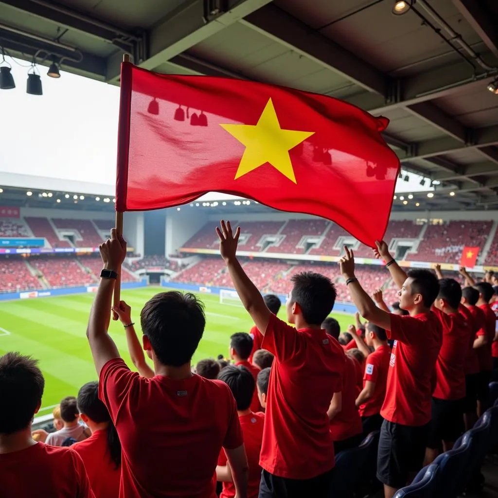 Vietnamese football fans in South Korea supporting their compatriots