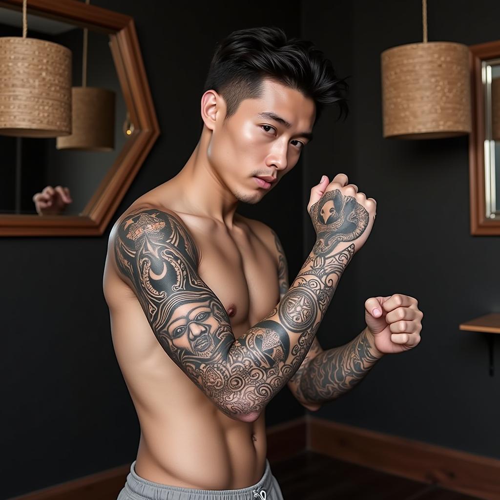 Vietnamese Football Player with Arm Sleeve Tattoo