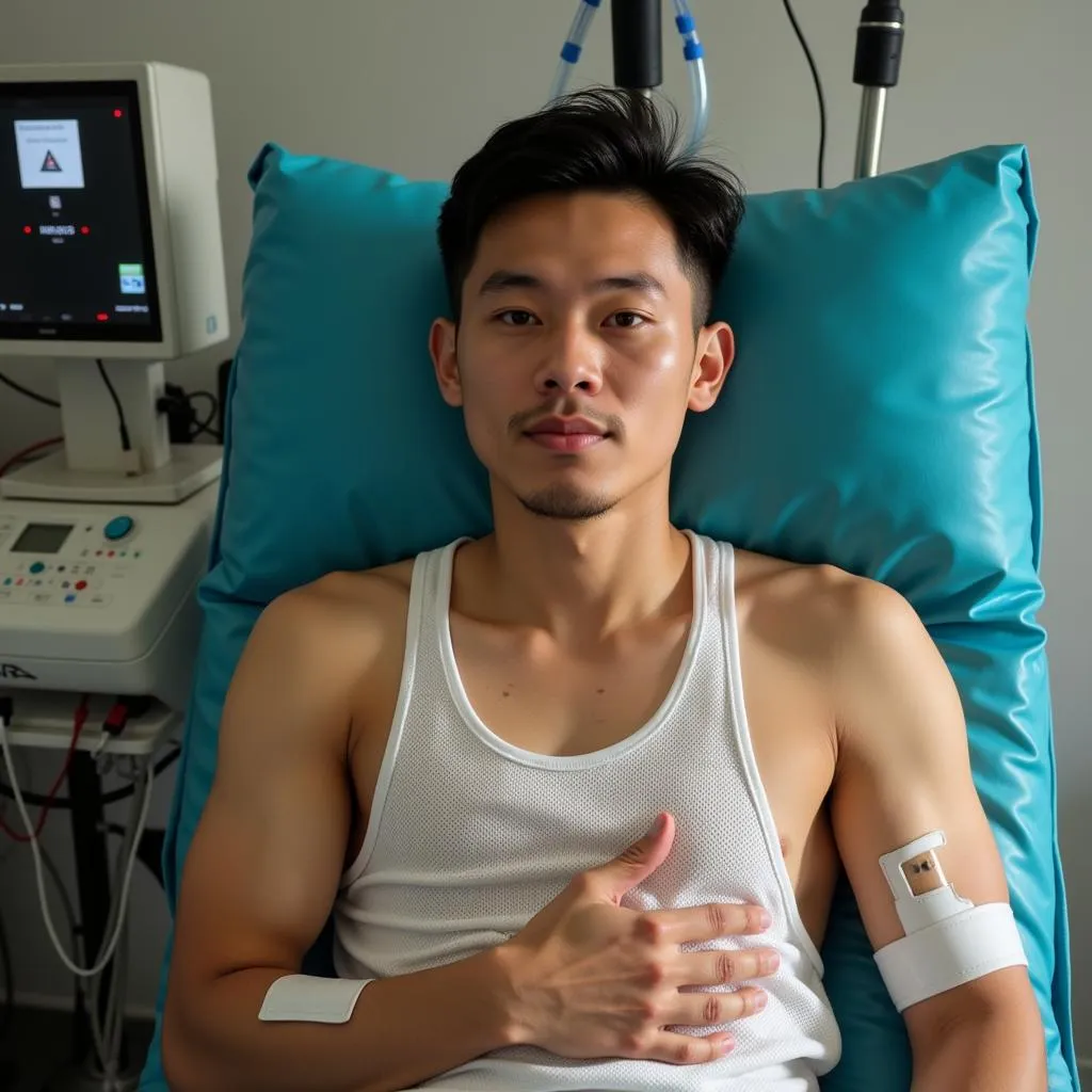 Vietnamese football player undergoing cancer treatment