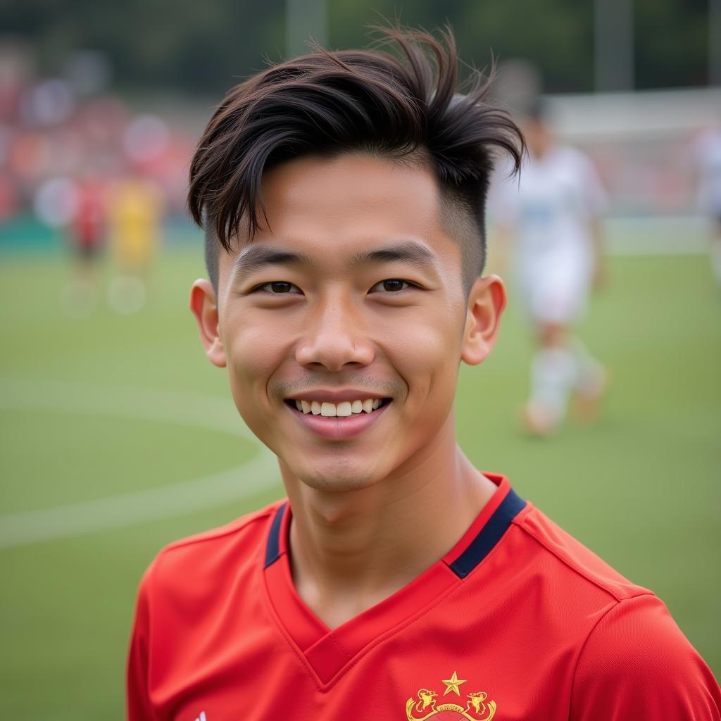 Vietnamese Football Player with Short Haircut