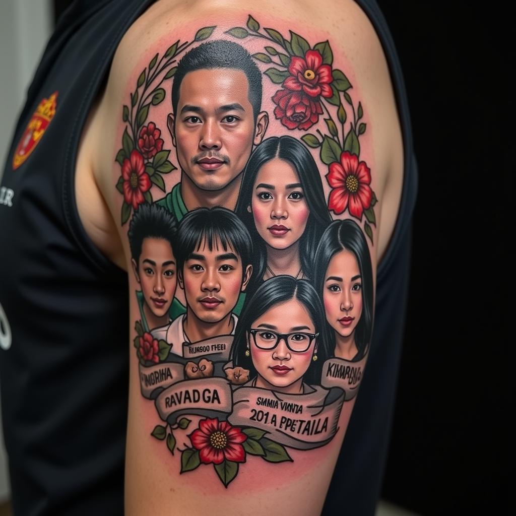 Vietnamese Football Player with Family Tattoo