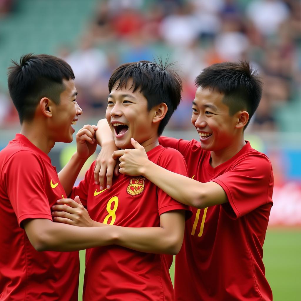 Vietnamese Football Players Celebrating