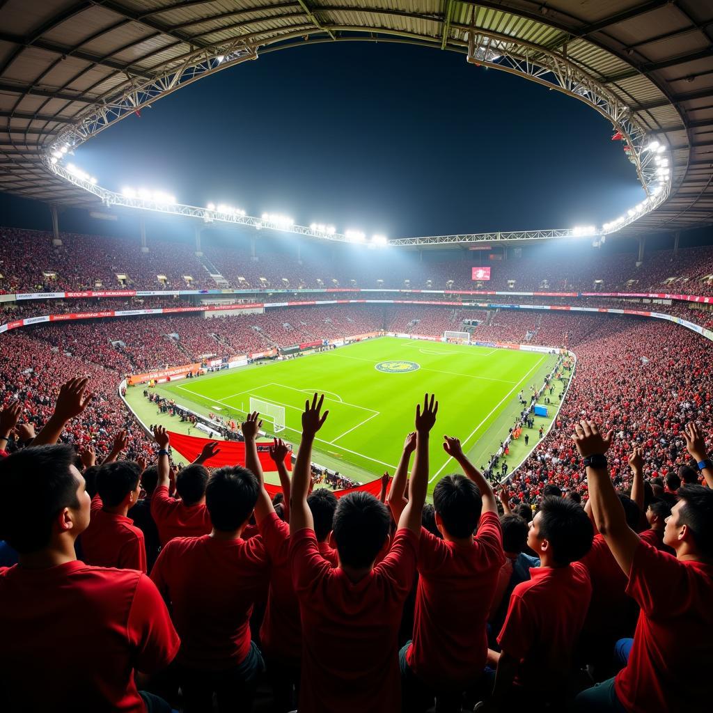 Vietnamese football stadium packed with cheering fans