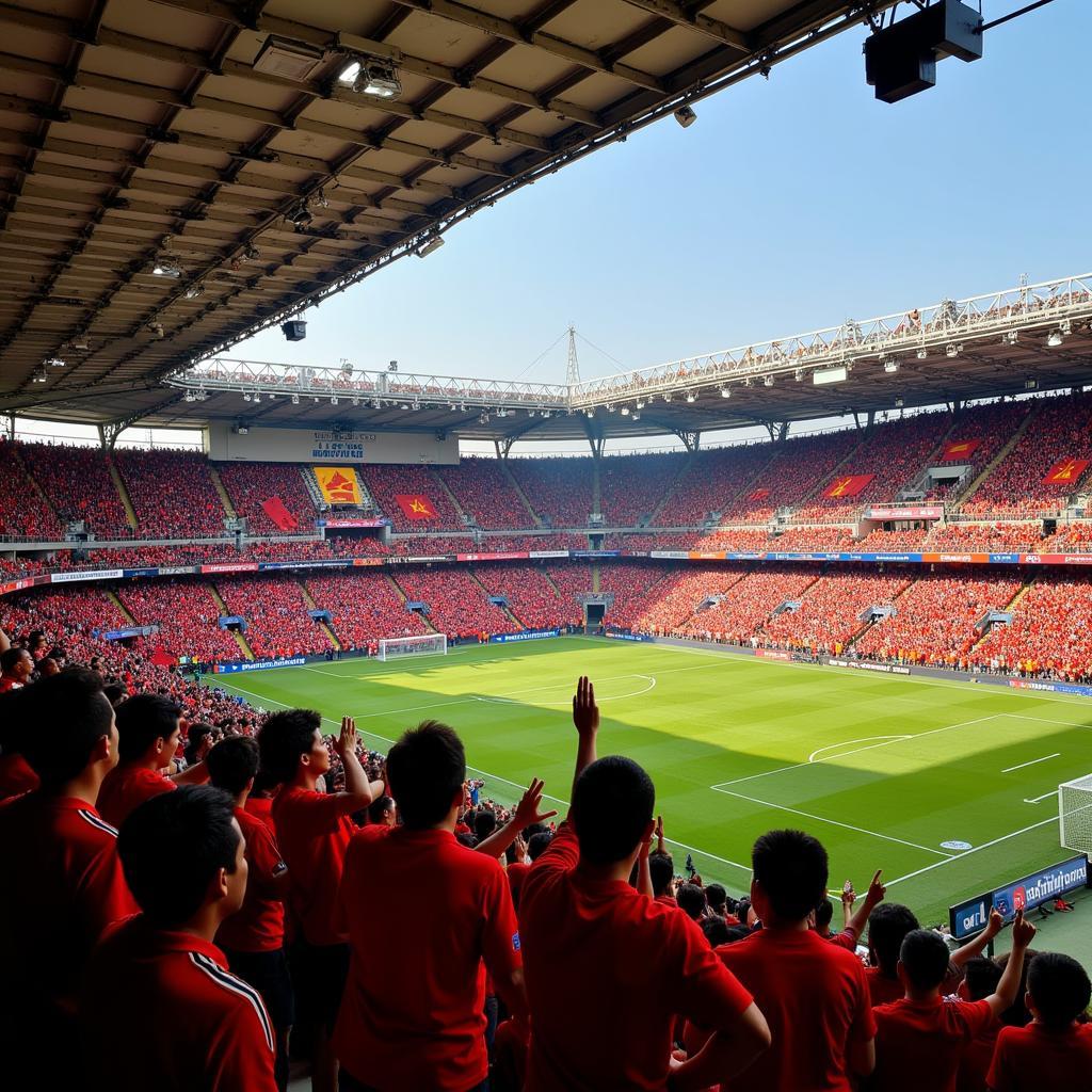 Vietnamese football stadium packed with passionate fans