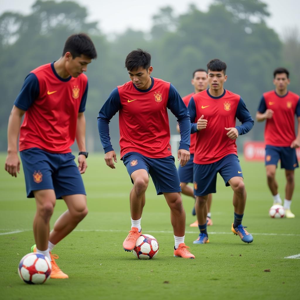 Vietnamese Footballers Training