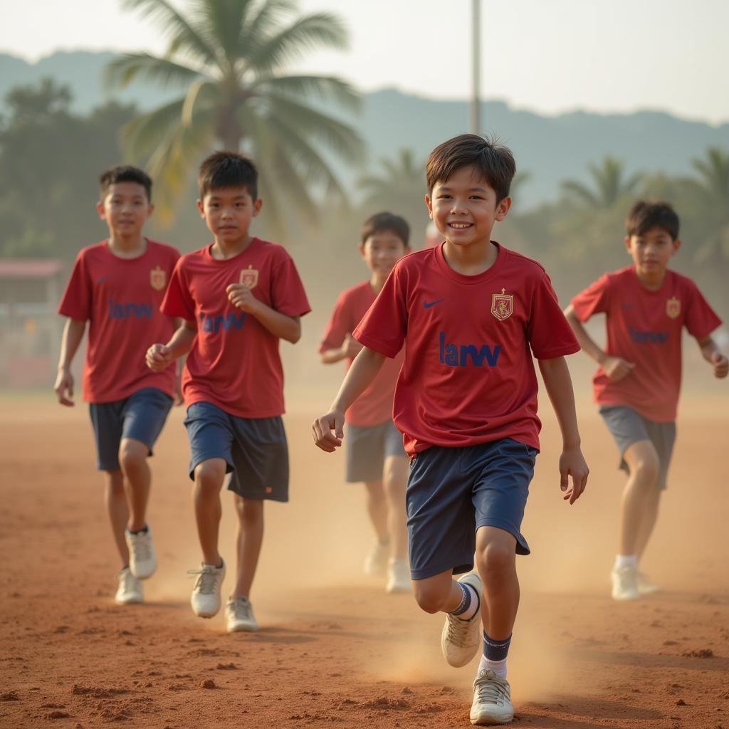 Young Vietnamese Footballers Training