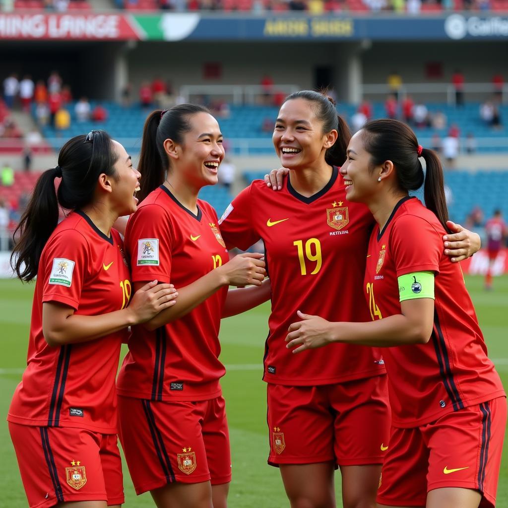 Vietnamese national team celebrating a goal