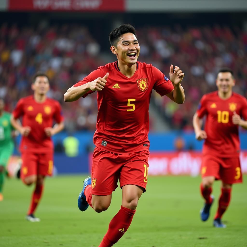 Vietnamese Player Celebrating a Goal