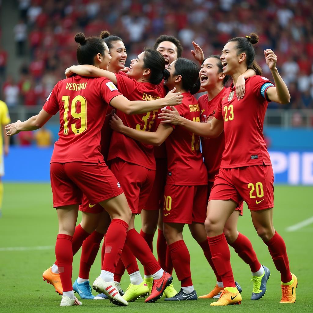 Vietnamese U22 Players Celebrating Victory