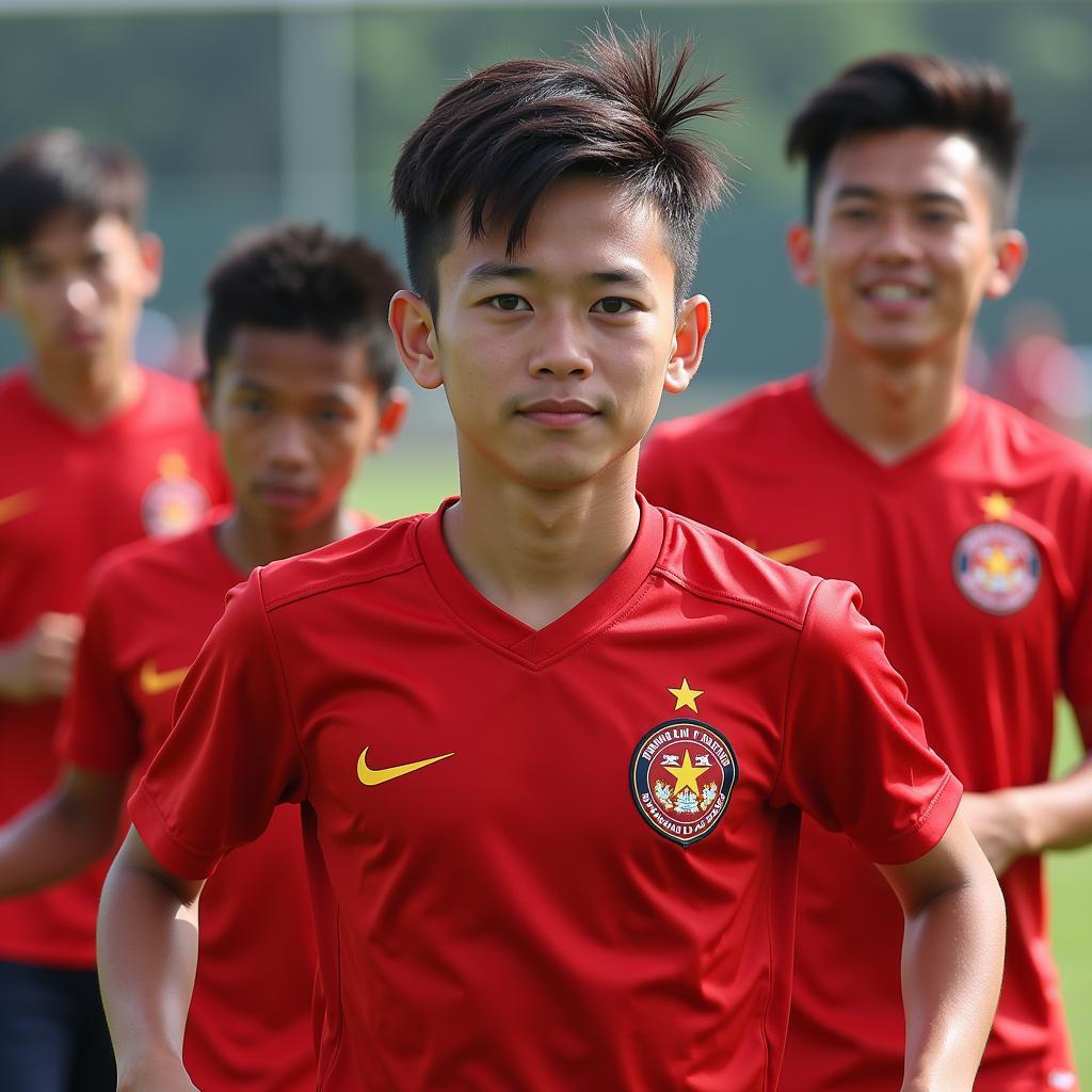 Vietnamese U23 players training intensely