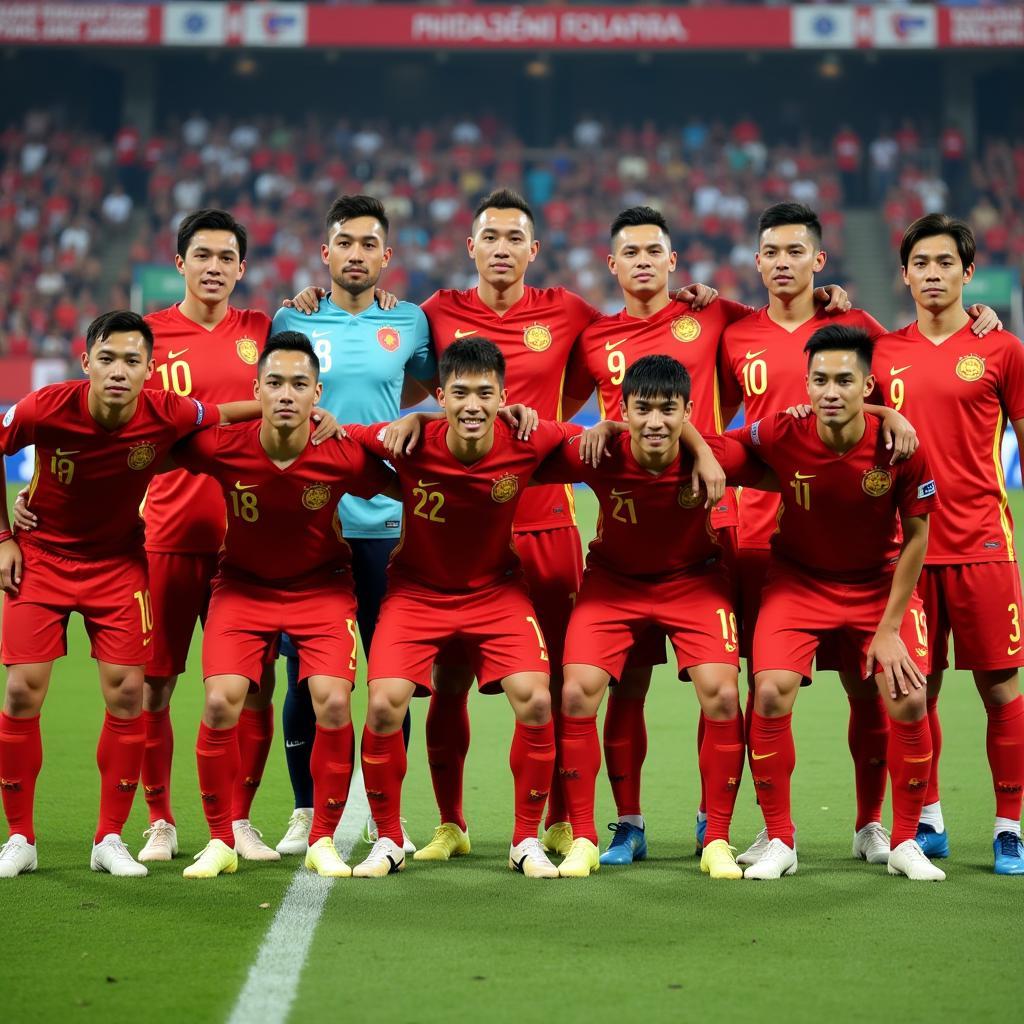 The Vietnamese U23 team posing for a photo