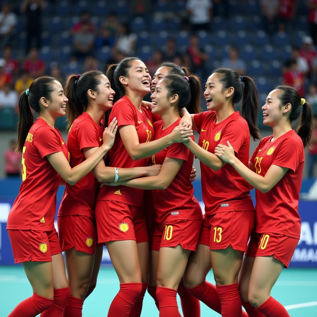 Vietnamese Women's Team Celebrating Victory