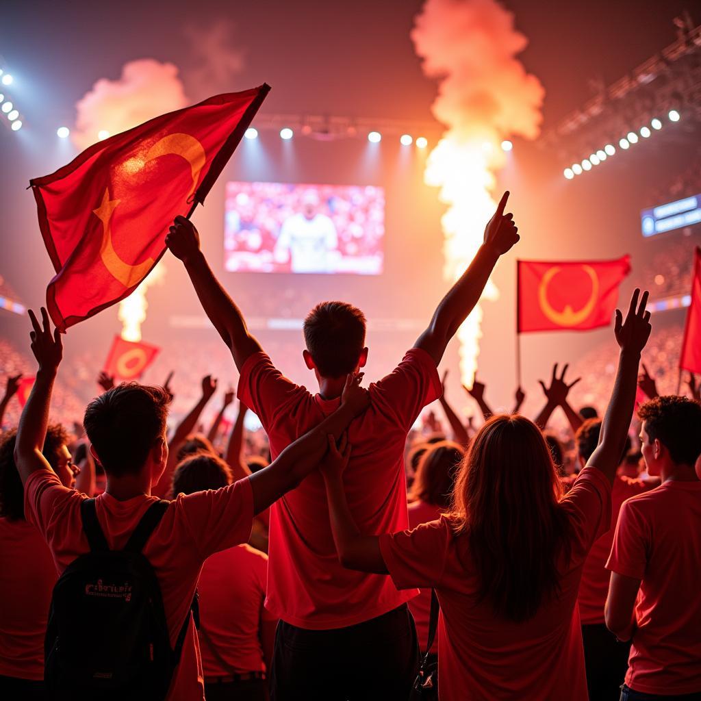 Viettel fans celebrating a goal