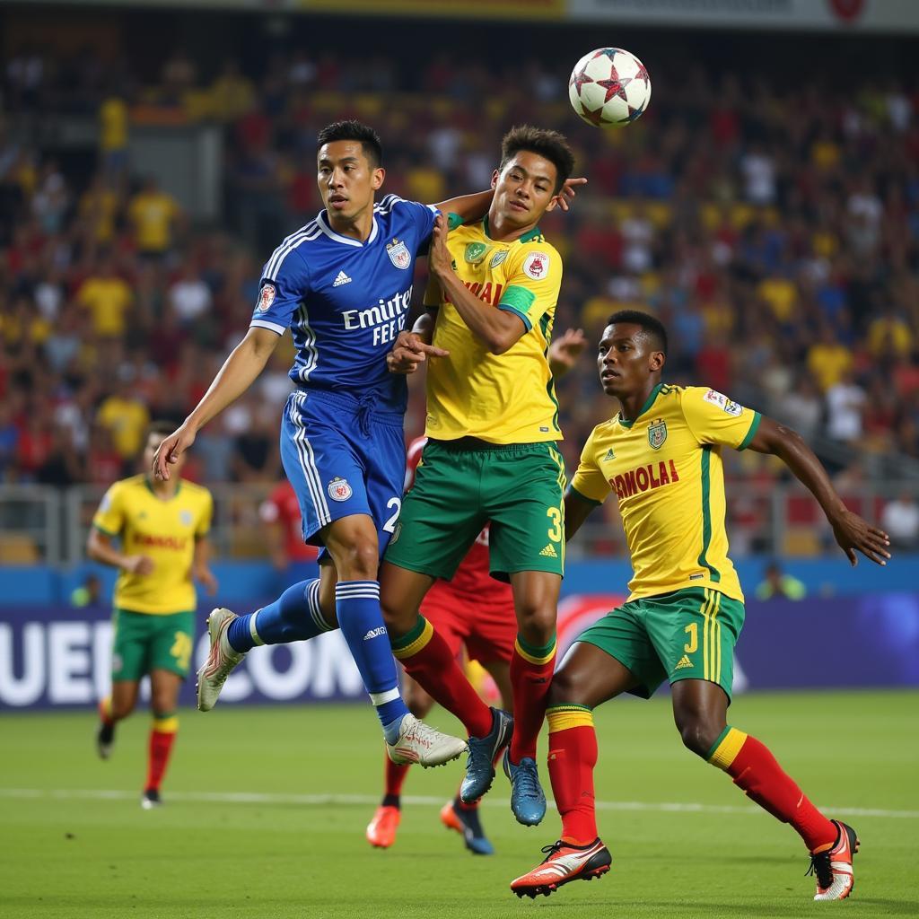 Viettel FC Player Heading the Ball