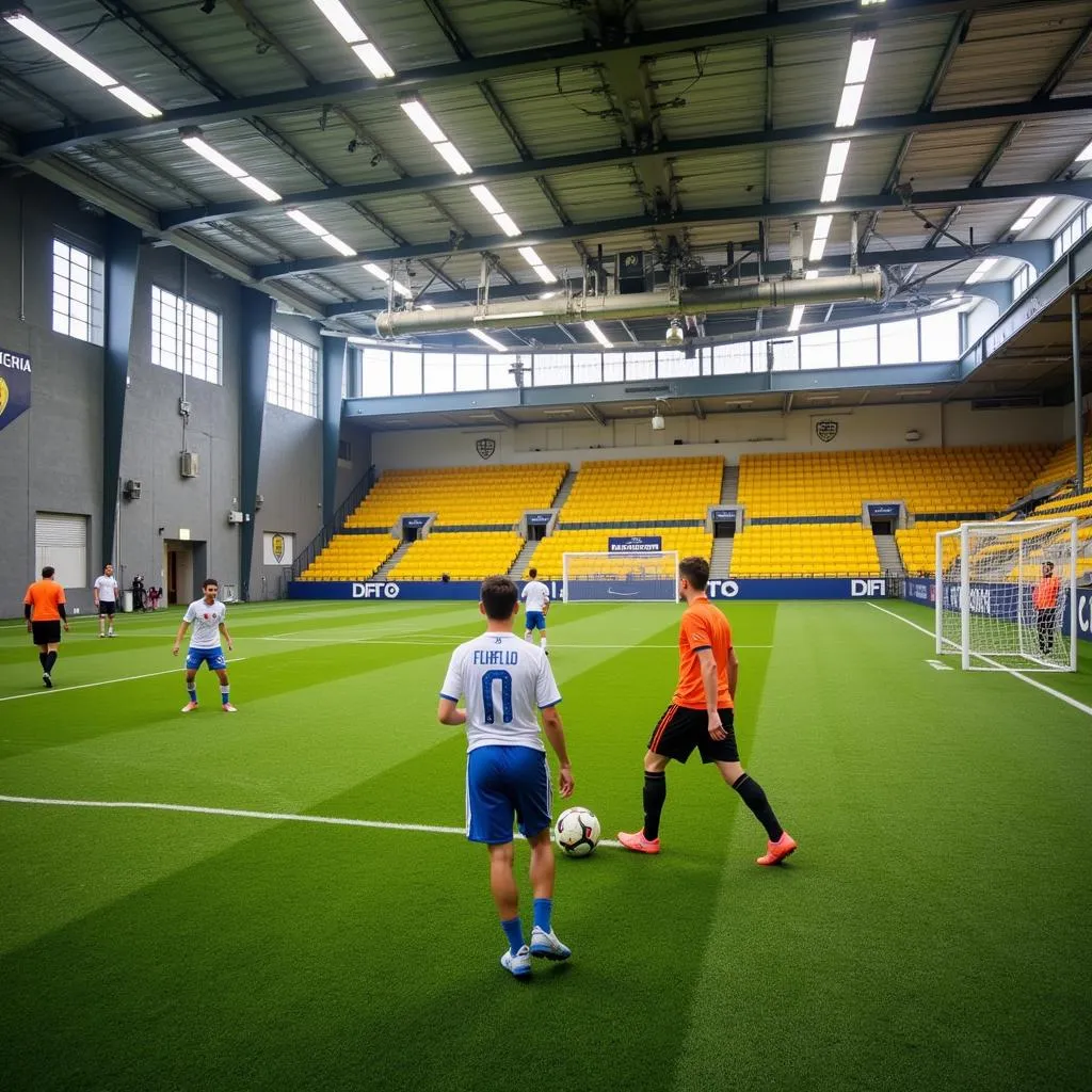 Young players training at Villarreal's youth academy