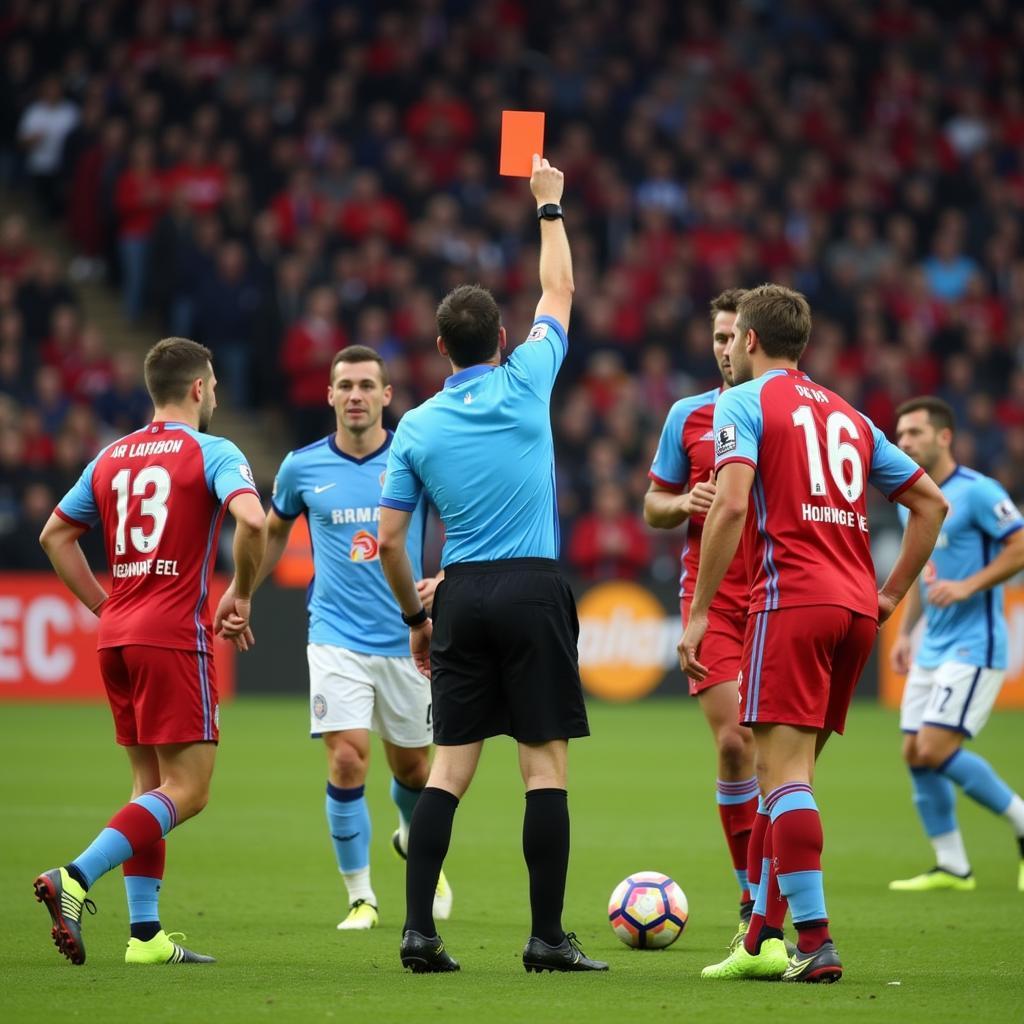 Referee Issuing Red Card in V.League Match