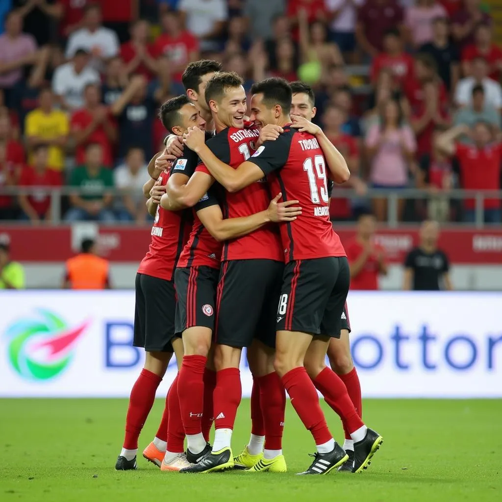 Vo Huy Toan celebrates a goal