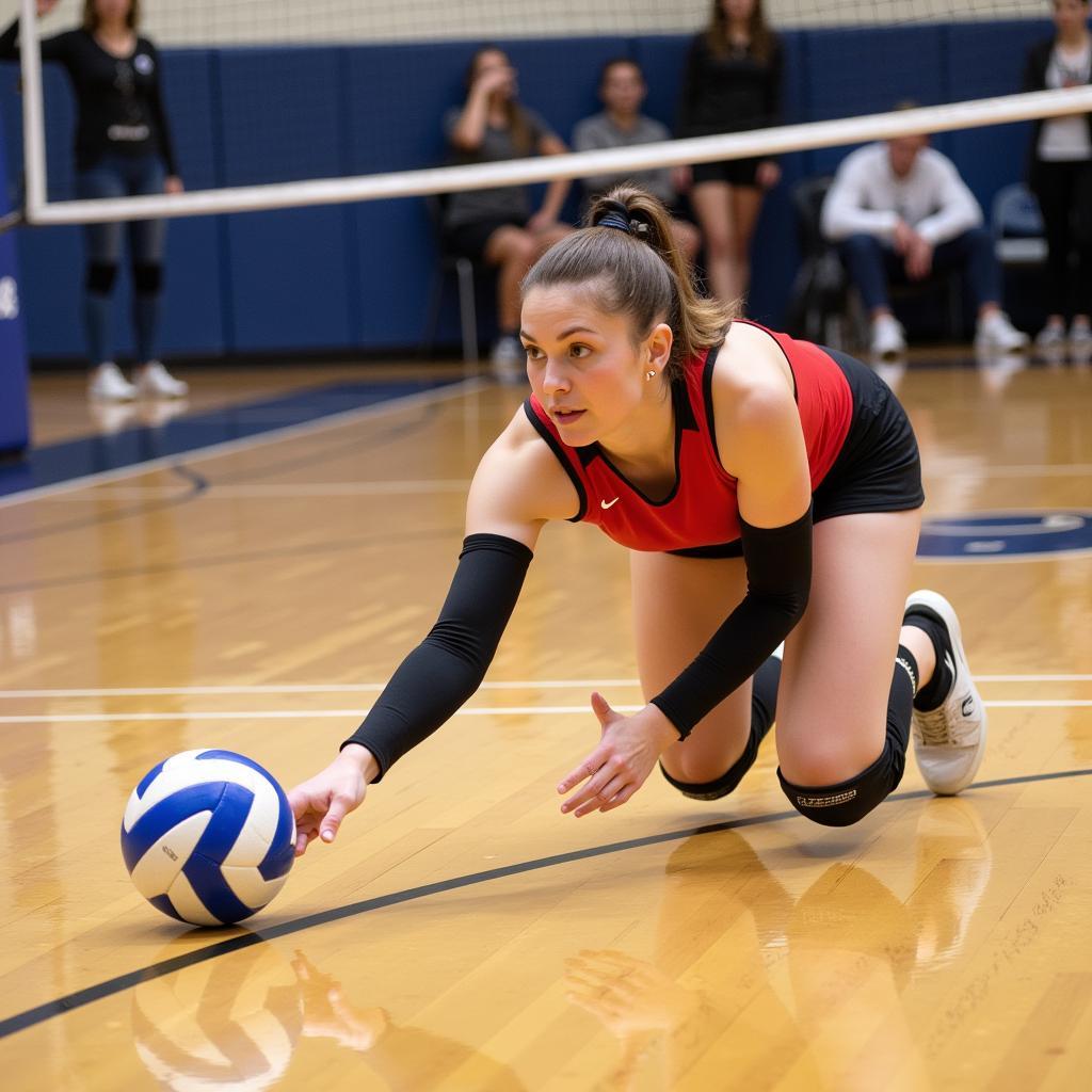 Volleyball Player Demonstrating Agility and Determination