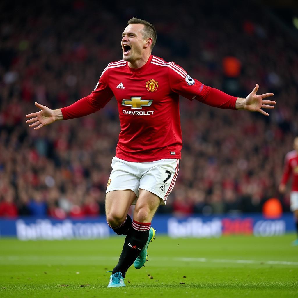 Wayne Rooney Celebrating a Goal for Manchester United