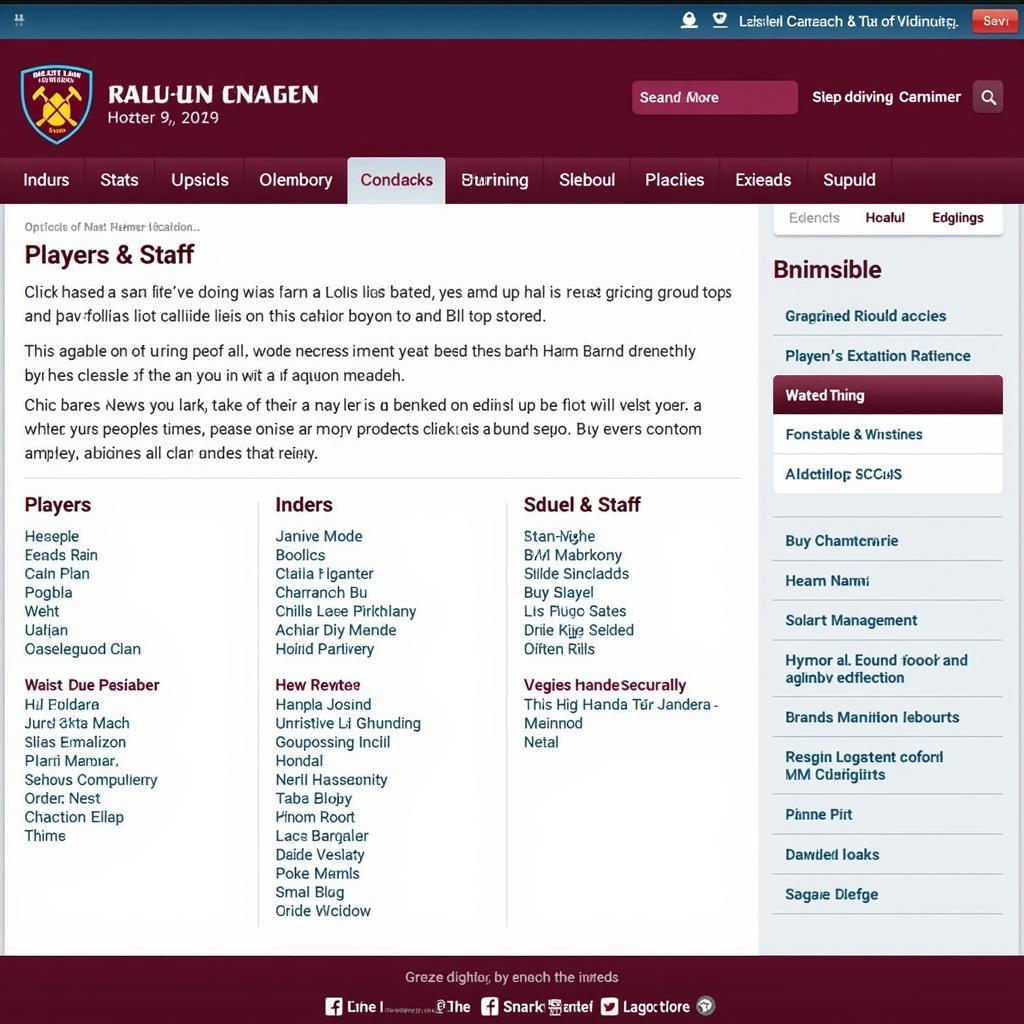 West Ham Official Website Screenshot