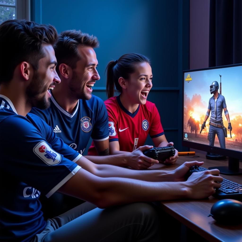 World Cup players engrossed in a PUBG match