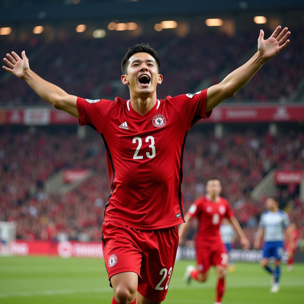 Wu Lei celebrating a goal for Shanghai SIPG