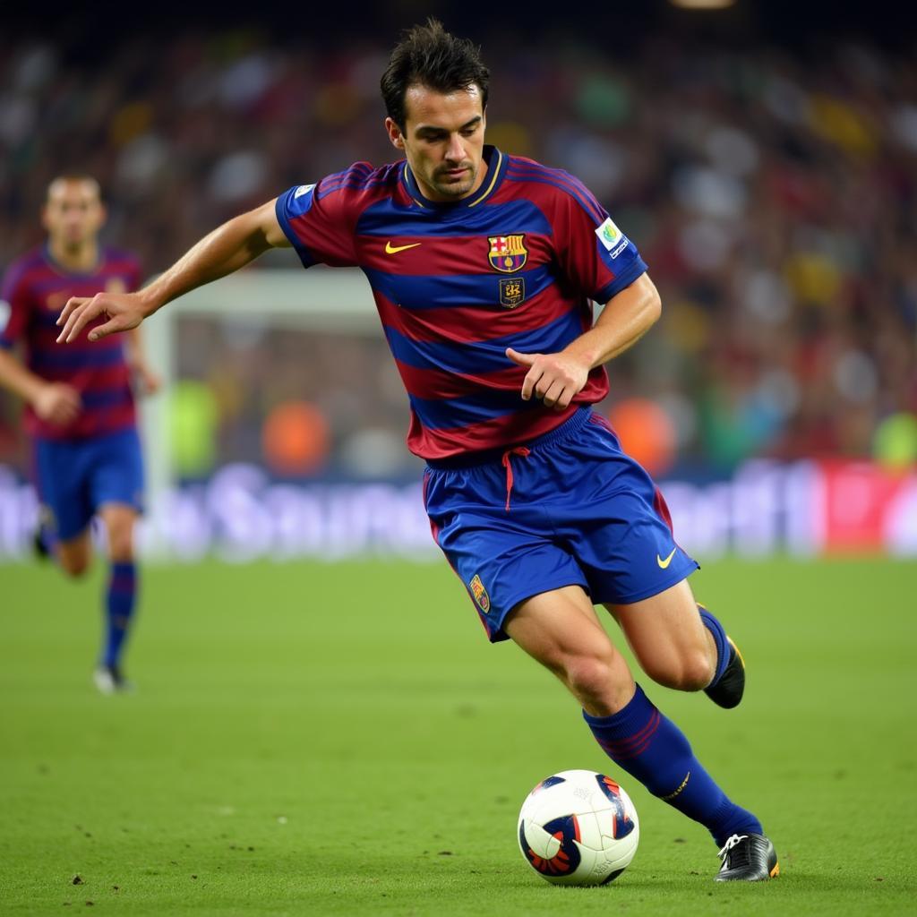 Xavi controlling the midfield for Barcelona