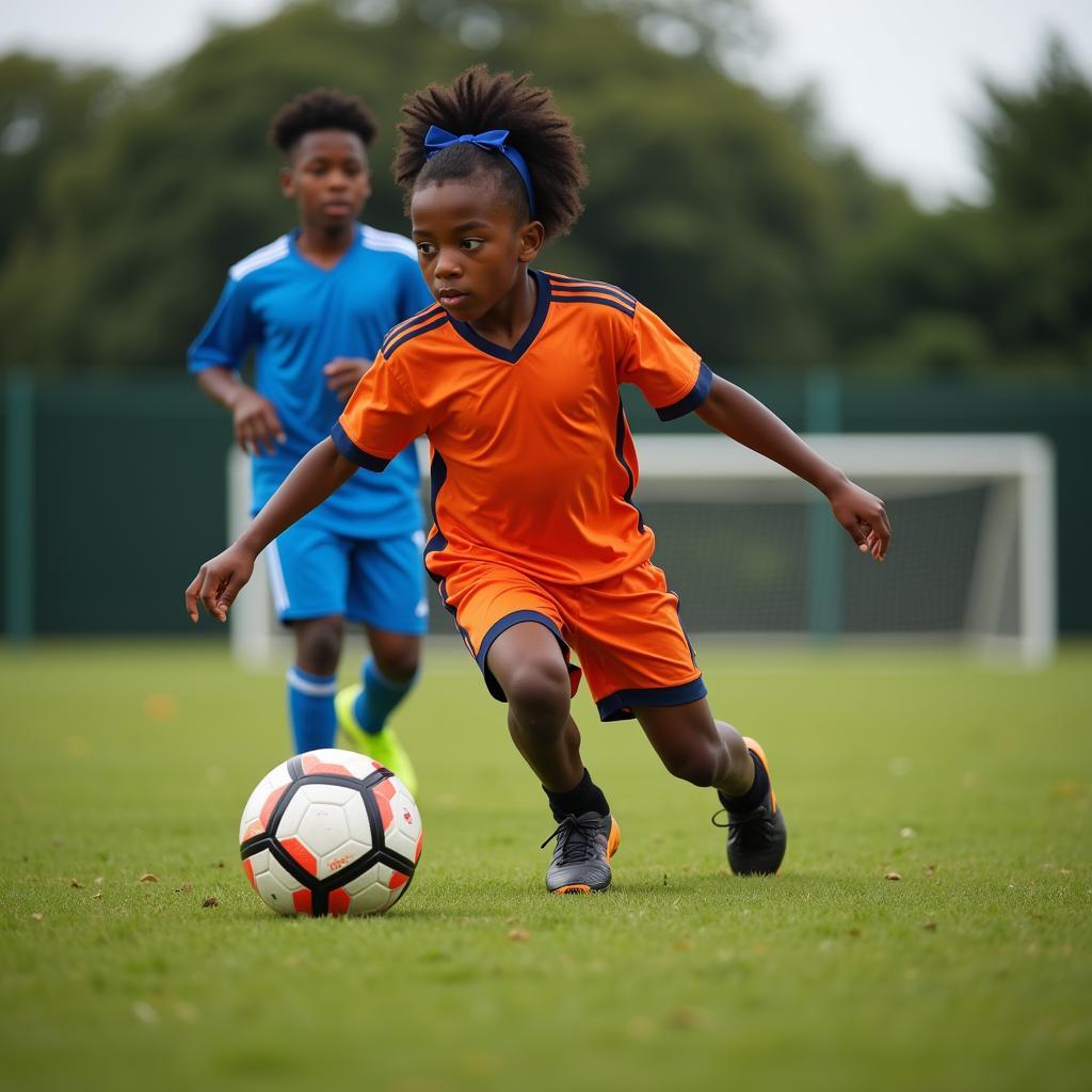 Young Black Footballer Training