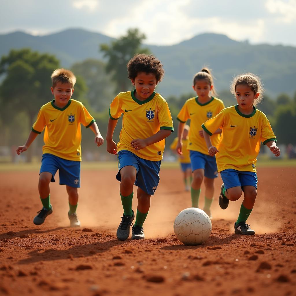 Young Brazilian Footballers Training