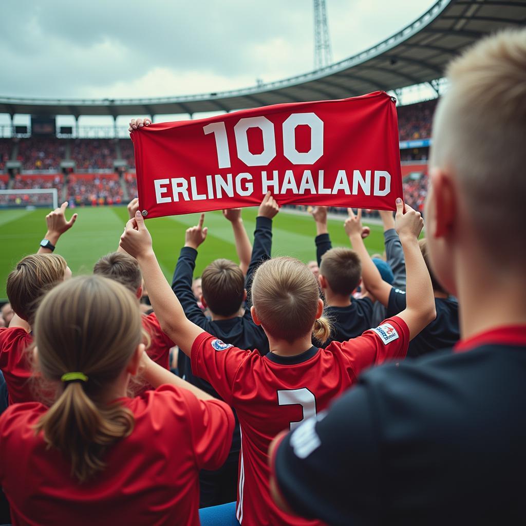 Young football fans cheering