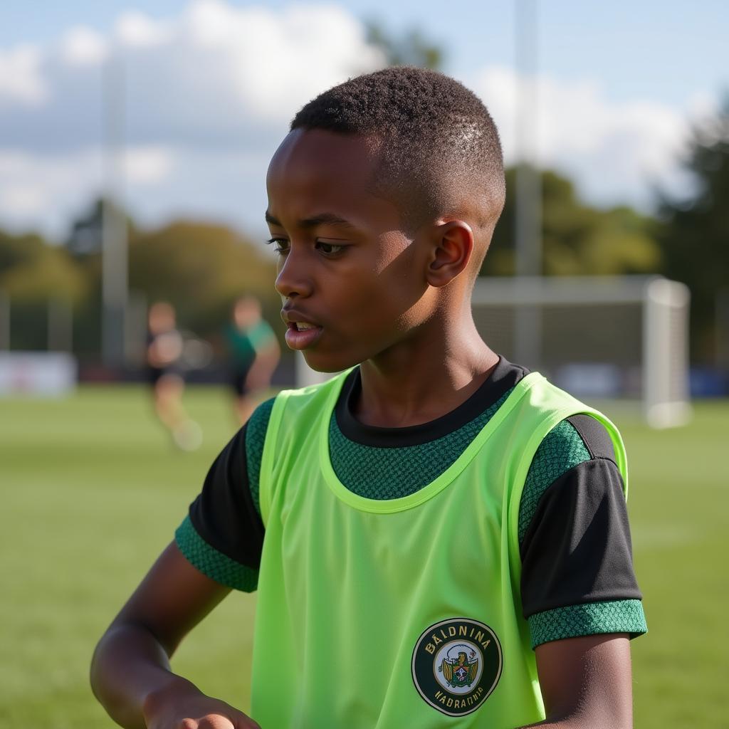 Young footballer undergoing rigorous training to enhance his skills