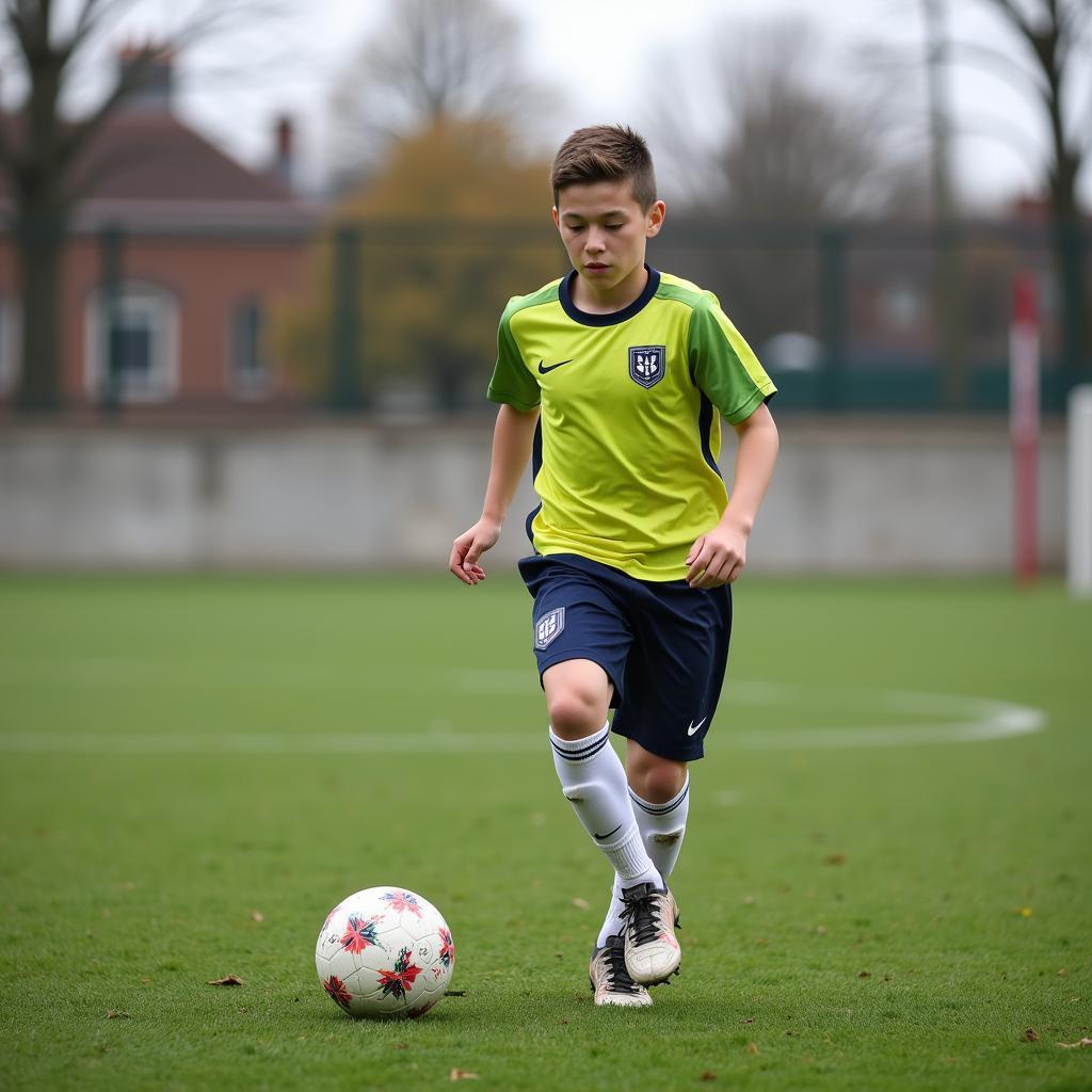 Young Football Player Training