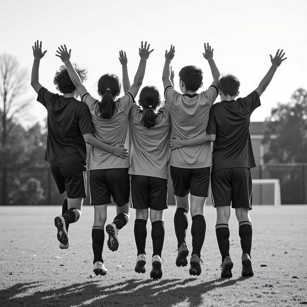 Young Football Players Celebrating on the Pitch