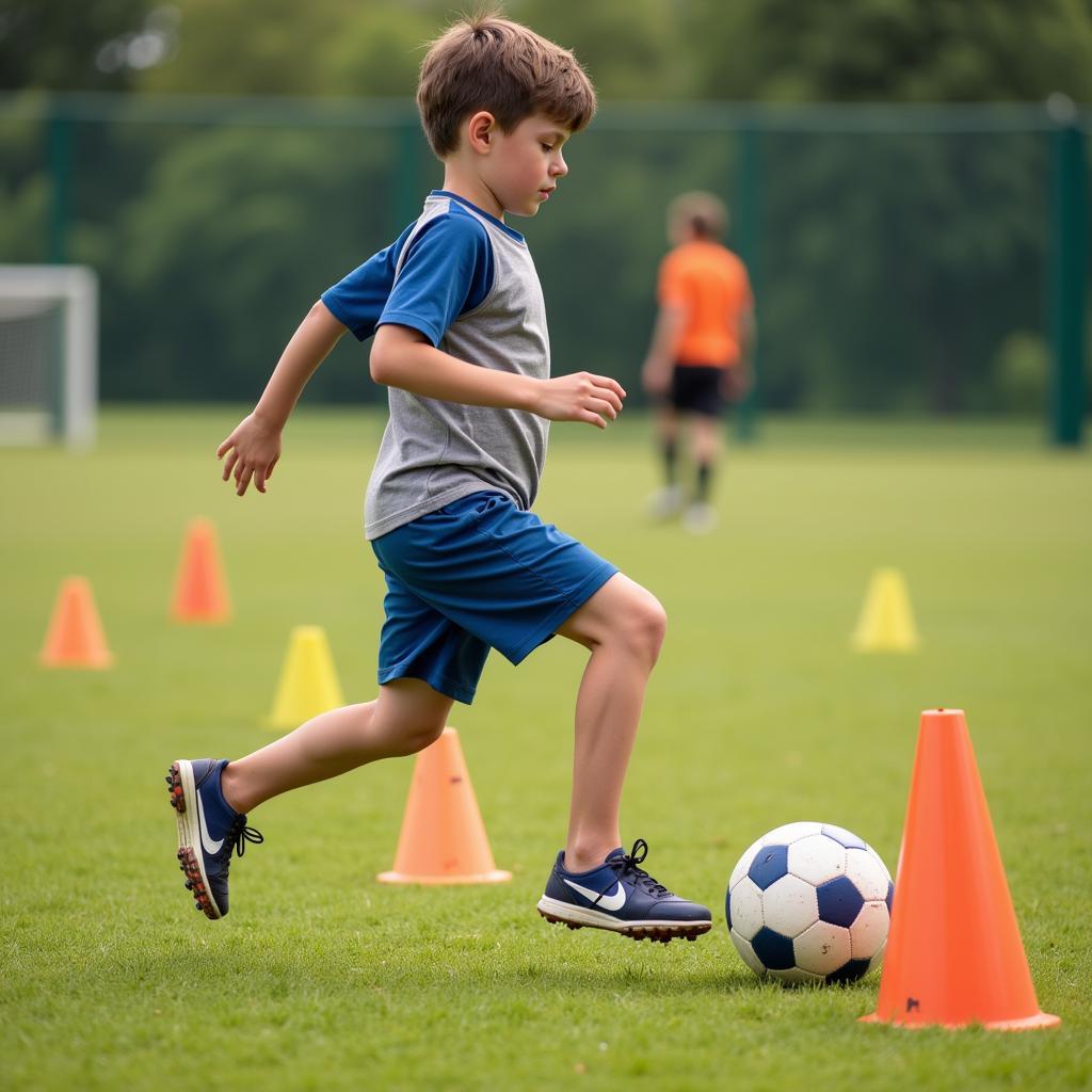 Young footballer honing his skills