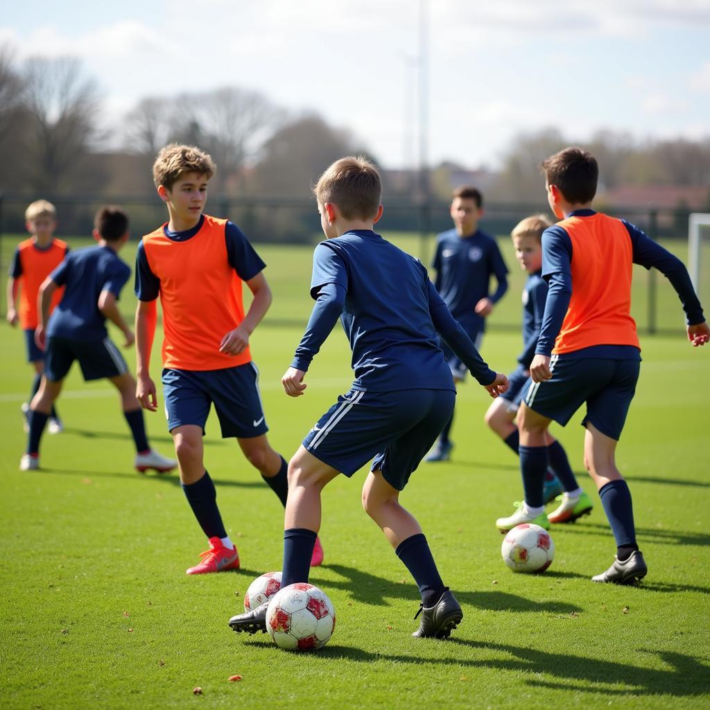 Young Footballers Training Session