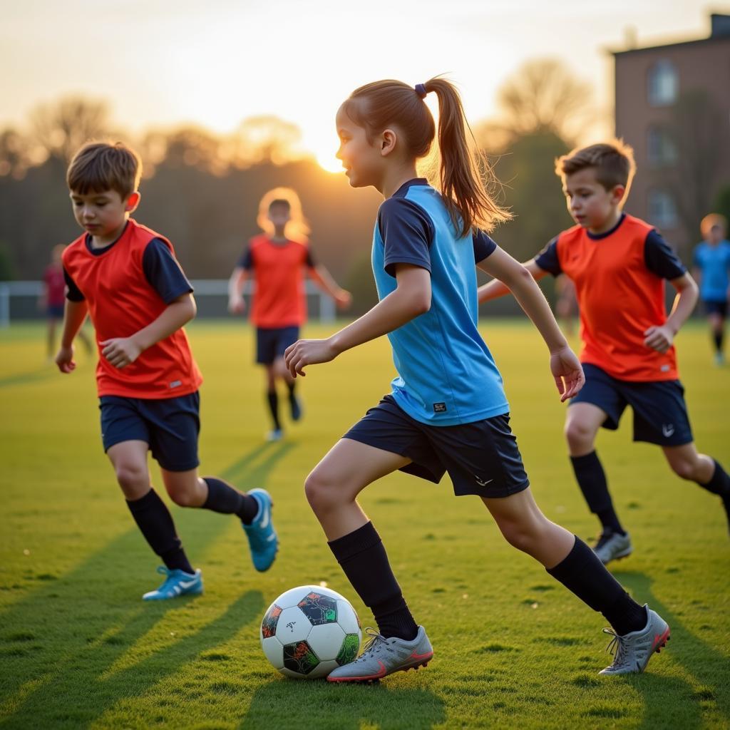 Young Footballers Training with Intensity