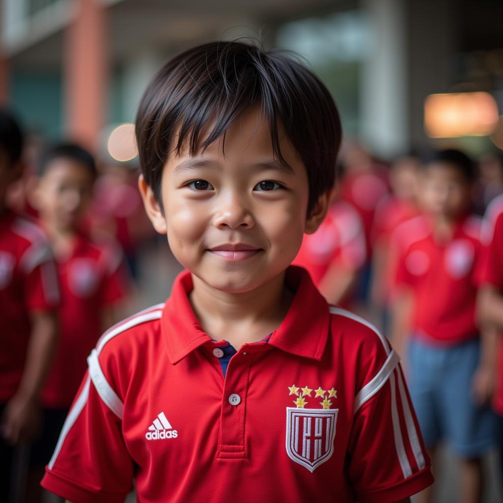 Young Indonesian Football Fan Wearing Shirt