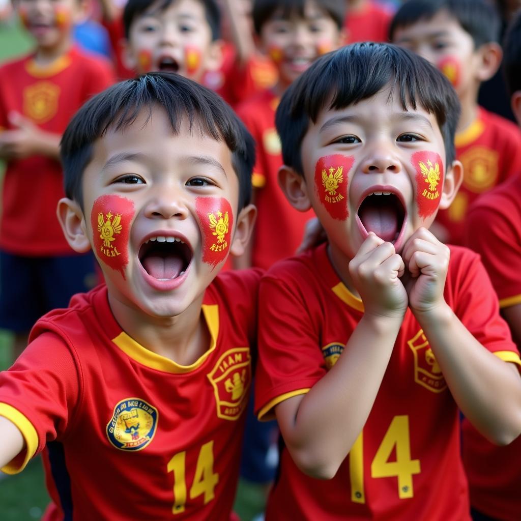 Young fans cheer for Song Lam Nghe An