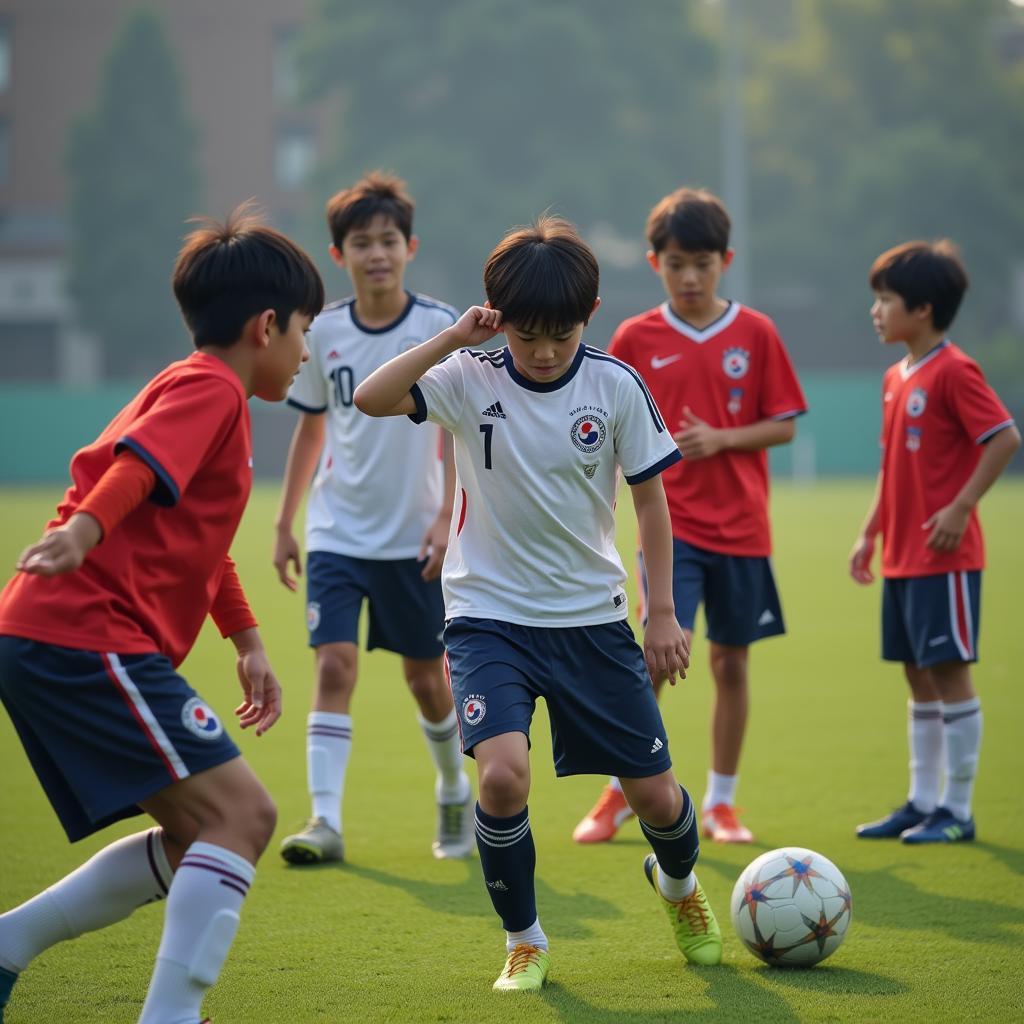 Young South Korean Footballers Training