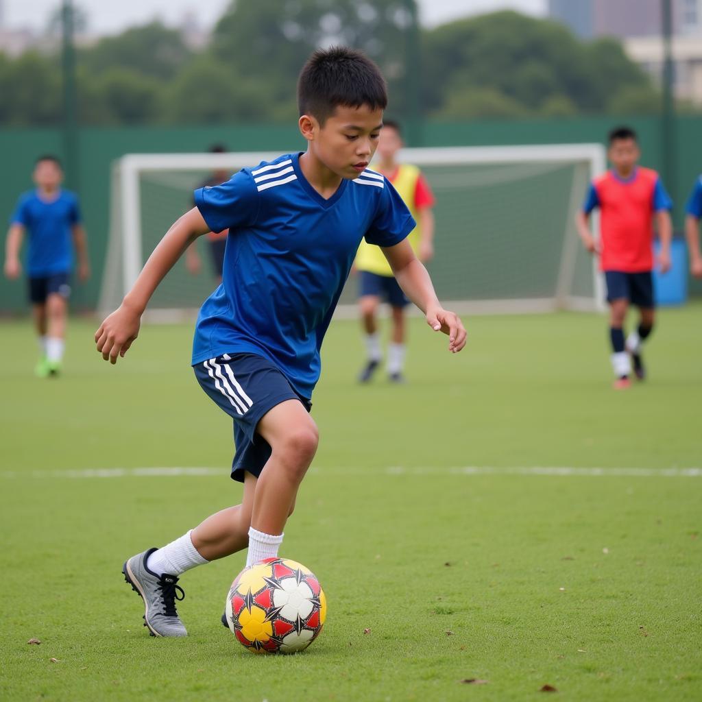 A young Vietnamese footballer honing his skills