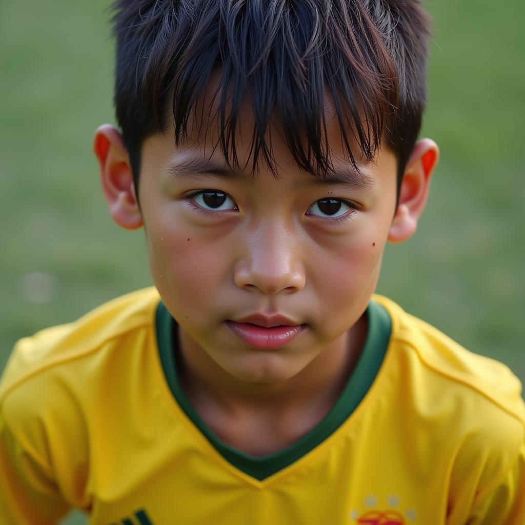 Young Vietnamese Footballer in Training